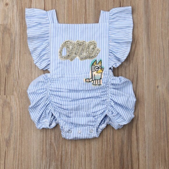 Bluey Dress Bluey First Birthday Romper Bluey Outfit Bluey Clothes Jumpsuit - Picture 2 of 3